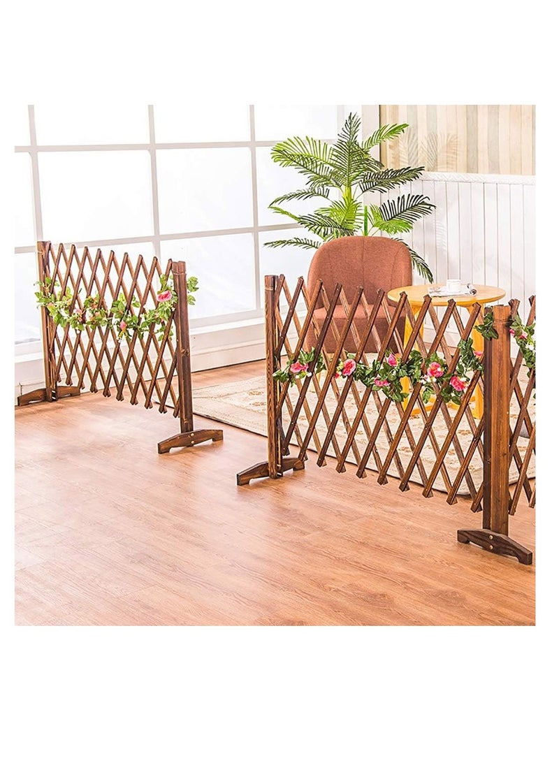 Generic FFD Wood Fence for Garden Expandable Wooden Garden Fence Trellis Fence Safety Gate for Pets Freestanding Wooden Wicker Picket Fence Extendable Artificial Hedges Trellis Fence  - Image 2