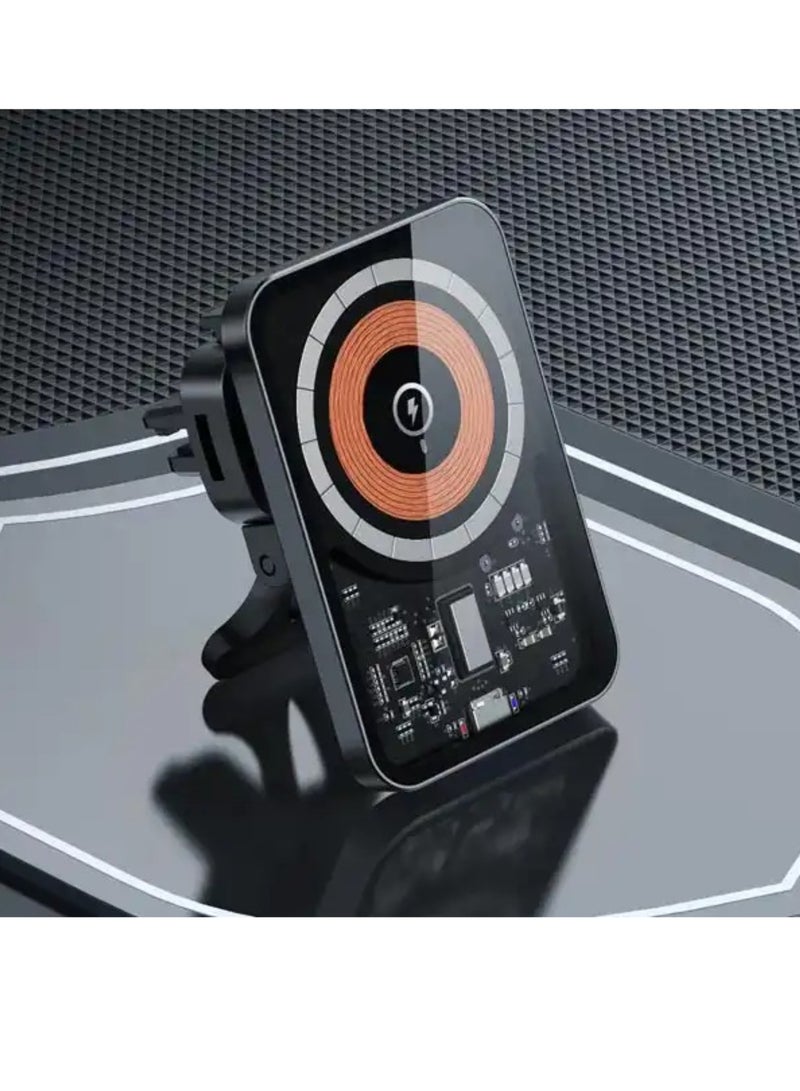 Recci Mars Series Transparent Magnetic 15W Wireless Charging Car Holder - Image 1