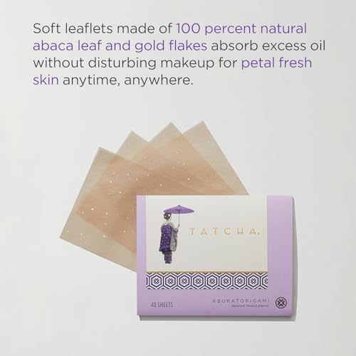 TATCHA أوراق تاتشا أبوراتوريغامي لامتصاص الزيوت 100% من ورق الأباكا مع رقائق الذهب 40 عبوة - Image 5