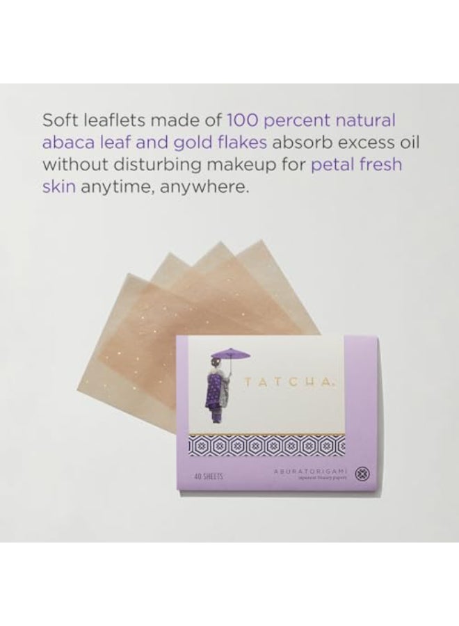TATCHA أوراق تاتشا أبوراتوريغامي لامتصاص الزيوت 100% من ورق الأباكا مع رقائق الذهب 40 عبوة - Image 4