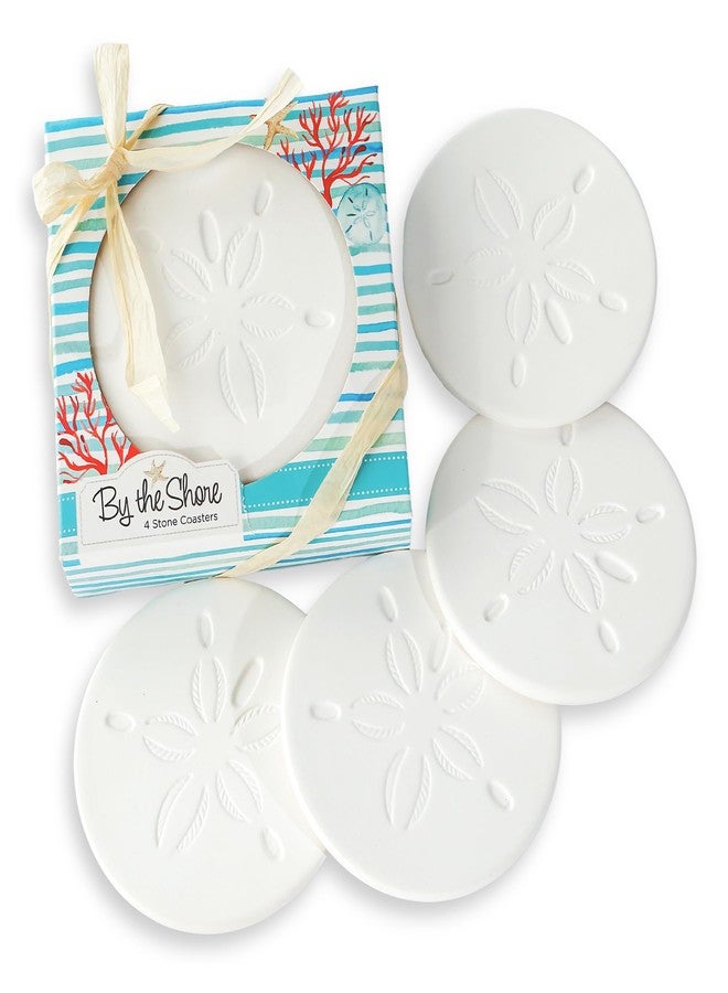 Kate Aspen Absorbent Sand Dollar Drink Coasters Set of 4- Coastal Decor, Nautical Home Decorations, Housewarming Gift, & Beach Themed Coasters for Drinks - Image 1