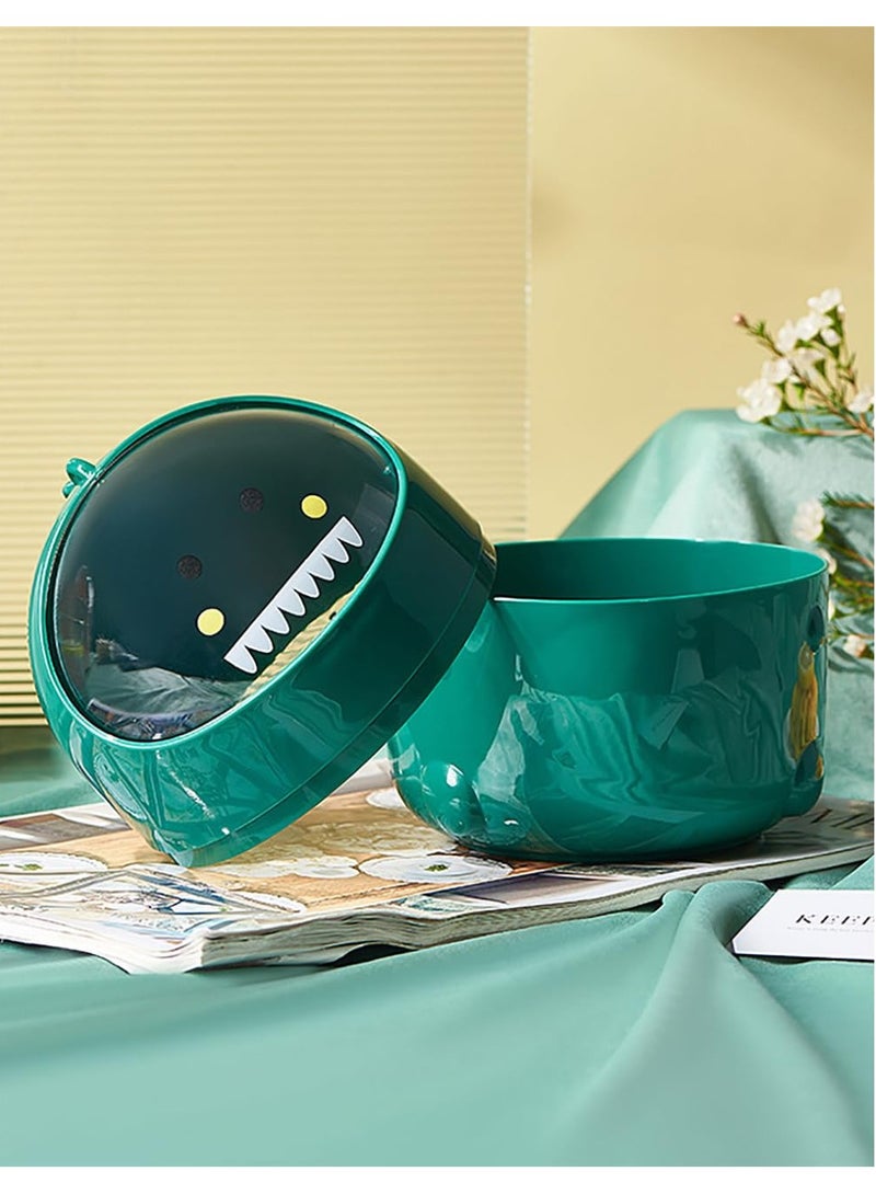 Rubik Mini Desk Trash Can with Clear Lid, Cartoon Dinosaur Small Desktop Storage Basket Bin for Office Bathroom Vanity Table Kitchen Countertop (Pink, 19x15cm) - Image 5