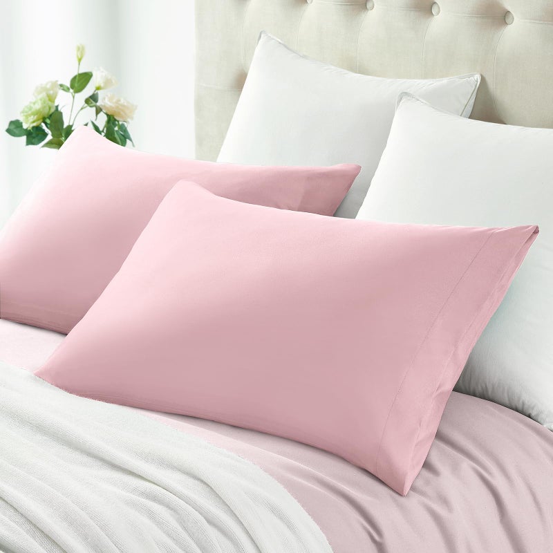 MILVOWOC 2Pcs Brushed Microfiber Standard Pillowcases - 20 x 26 Inch, Dusty Pink Pillow Case Set Non Slip Envelope Pillow Cover with Moisture Absorption and Anti-Wrinkle - Image 3