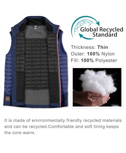 Little Donkey Andy Men’s Lightweight Puffer Vest, Warm Outdoor Sleeveless Jacket for Hiking Travel Running Blue L - Image 4