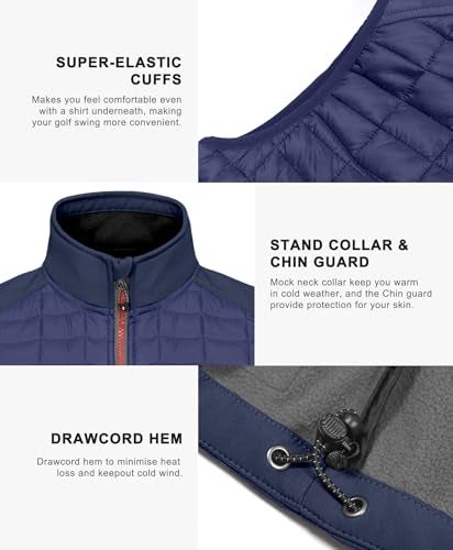 Little Donkey Andy Men’s Lightweight Puffer Vest, Warm Outdoor Sleeveless Jacket for Hiking Travel Running Blue L - Image 2