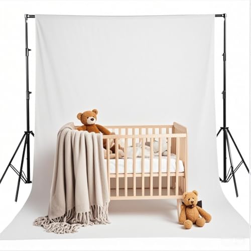 HMTFOTO 5X7ft Photo Backdrop White Backdrop for Photoshoot, Non-Reflective Soft White Backdrop for Home Studio, Baby Photography, YouTube Content & Live Streaming（only 1x Background） - Image 3