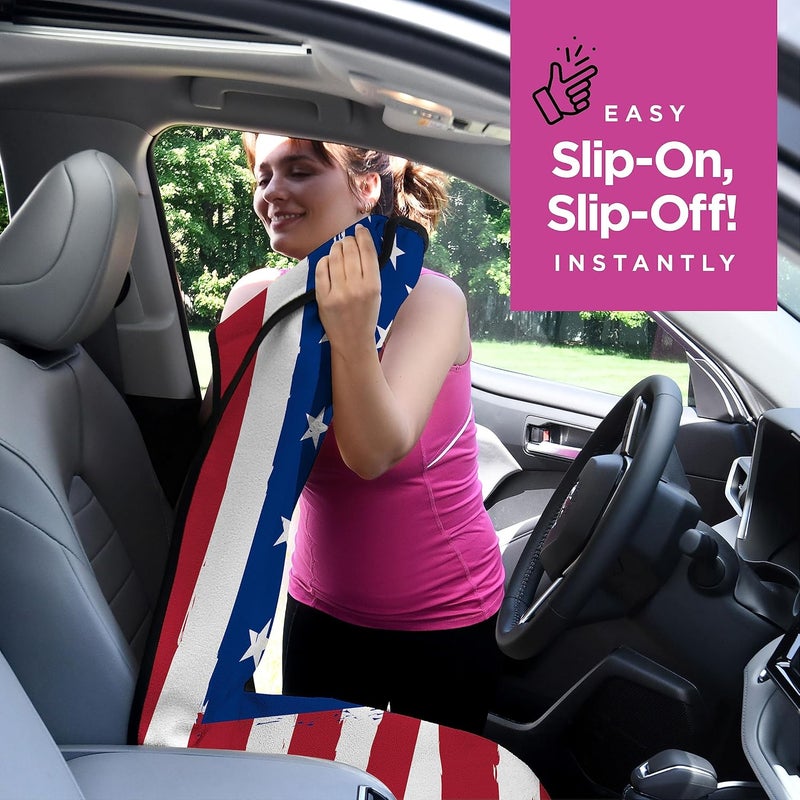 lebogner Waterproof Seat Cover, Sweating Towel for Post Gym Workout, Running, Swimming, and Beach, 2-Pack Universal Fit Anti-Slip Seat Protector for Cars, and Trucks, Machine Washable, American Flag Precision polished solid material - Image 4