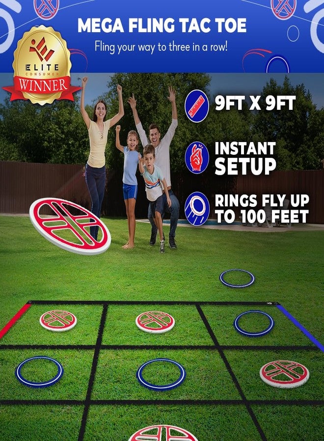 Swooc Games® - Fling Tac Toe™ (9ft x 9ft) Giant Tic Tac Toe Game Outdoor | Weatherproof Giant Outdoor Games for Adults and Family | Large Backyard Games for Kids | Jumbo Outside Yard & Lawn Game - Image 2