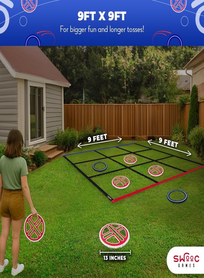 Swooc Games® - Fling Tac Toe™ (9ft x 9ft) Giant Tic Tac Toe Game Outdoor | Weatherproof Giant Outdoor Games for Adults and Family | Large Backyard Games for Kids | Jumbo Outside Yard & Lawn Game - Image 3