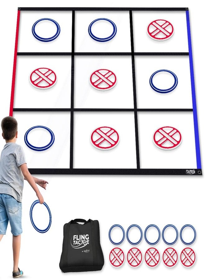 Swooc Games® - Fling Tac Toe™ (9ft x 9ft) Giant Tic Tac Toe Game Outdoor | Weatherproof Giant Outdoor Games for Adults and Family | Large Backyard Games for Kids | Jumbo Outside Yard & Lawn Game - Image 1