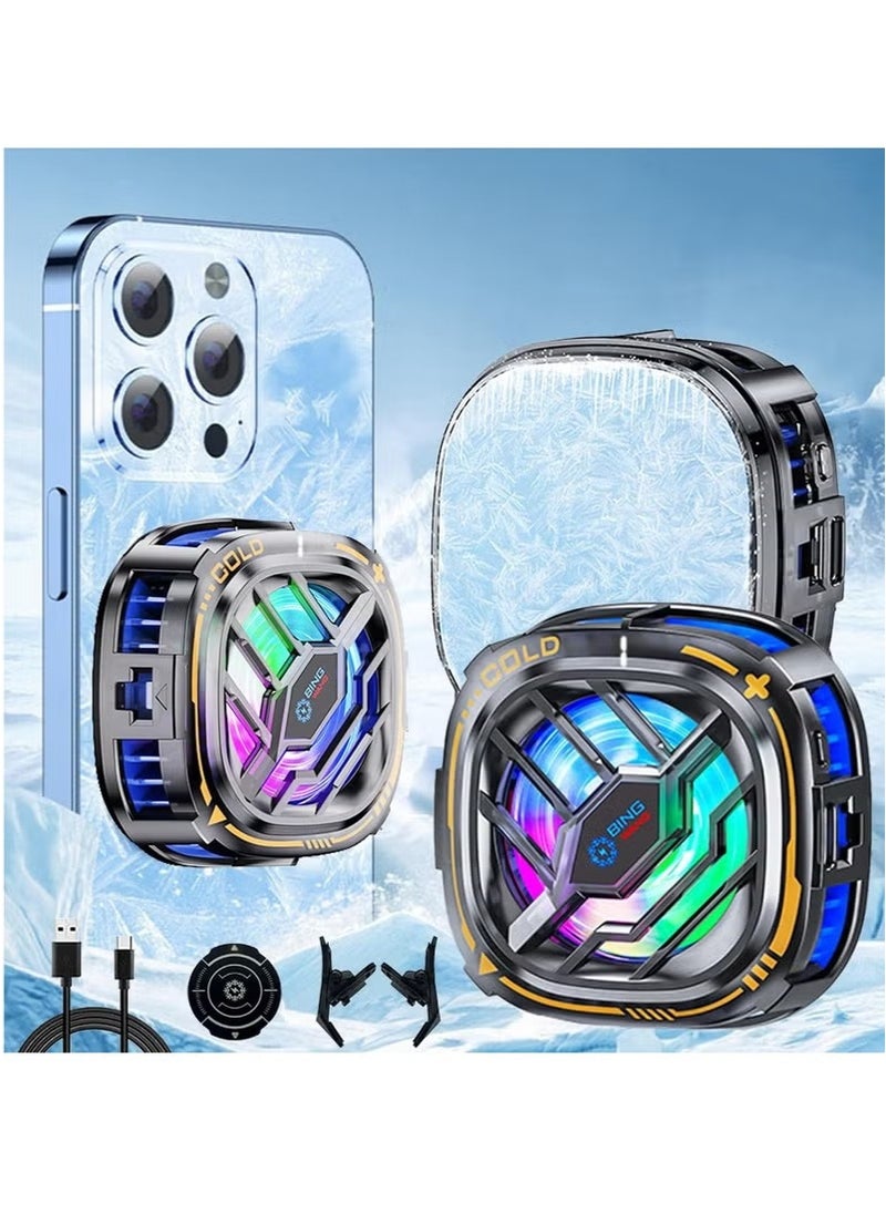 Generic Magnetic Cell Phone Cooler, Portable Lightweight Mobile Phone Cooling Fan, RGB Phone Cooling Fan, Phone Radiator with Temperature Display for Mobile Gaming, Live Streaming  - Image 1