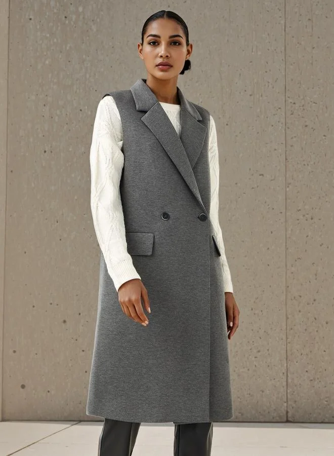 Iconic  Iconic Notch Lapel Sleeveless Trench Coat for Women | Best Price UAE