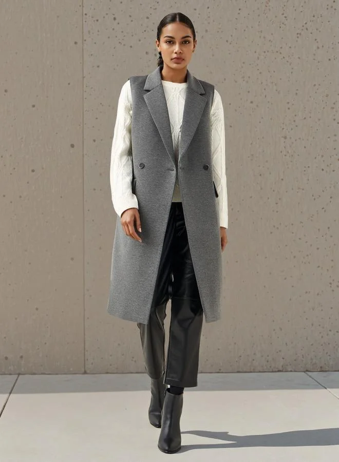 Iconic Iconic Notch Lapel Sleeveless Trench Coat