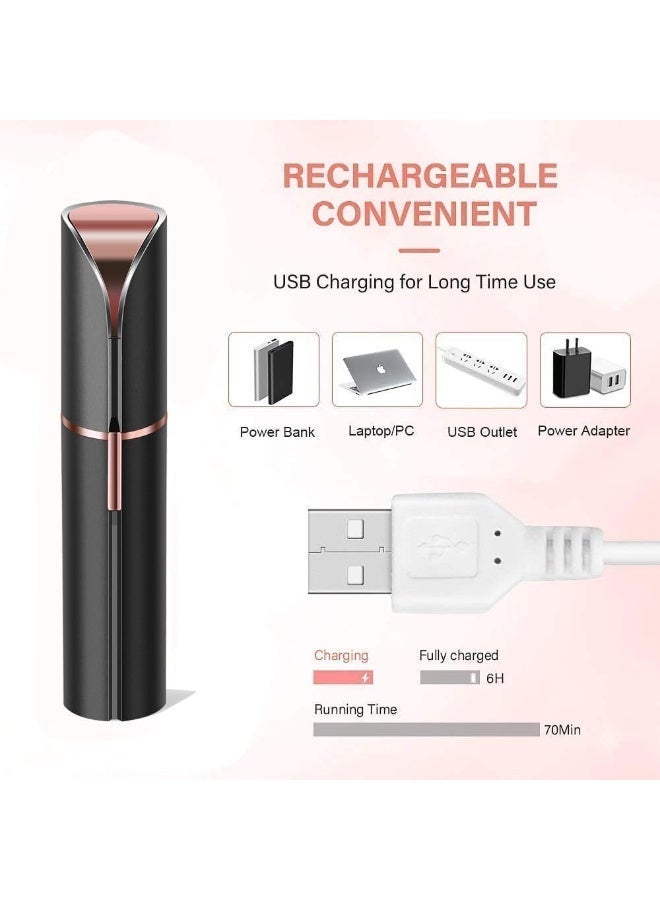 Lukadah Facial Hair Removal for Women, Portable Painless Hair Remover Device, Rechargeable, with 2 Replacement Heads, for Face, Upper Lip, and Chin (Multi-colour) - Image 4