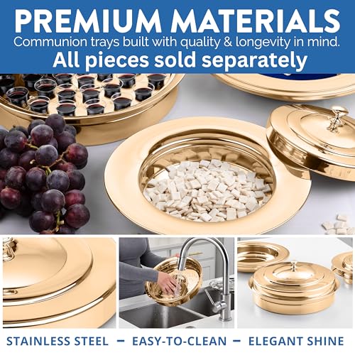 Steadfast Selections (Bread Tray) Gold Premium Communion Trays for Churches | Stainless Steel Communion Ware Set, Supplies - Image 2