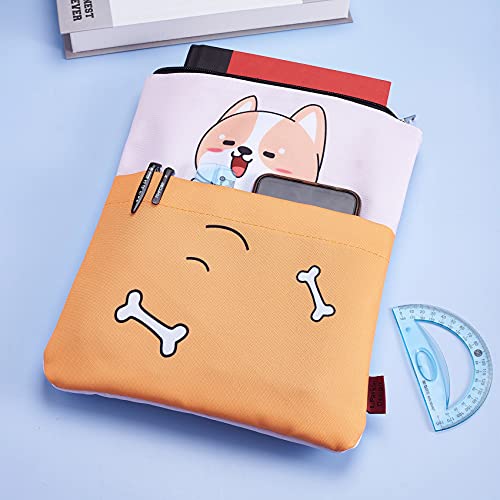 LParkin Cute Corgi Printed Book Sleeve with Zipper,Book Protector Case,Washable Fabric for Book Lovers,Teacher,Student,Who Loves Corgi Stuff(Medium 11 Inch X 8.7 Inch Book Lover Gifts - Image 3