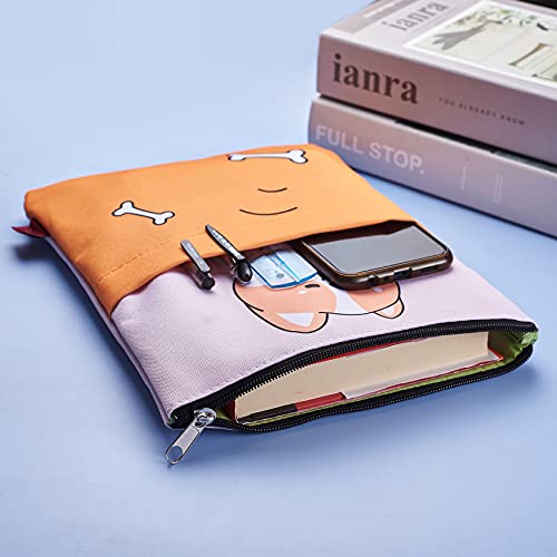 LParkin Cute Corgi Printed Book Sleeve with Zipper,Book Protector Case,Washable Fabric for Book Lovers,Teacher,Student,Who Loves Corgi Stuff(Medium 11 Inch X 8.7 Inch Book Lover Gifts - Image 2
