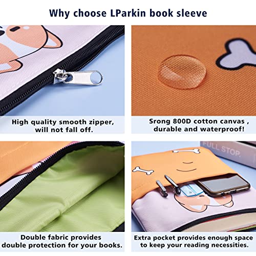 LParkin Cute Corgi Printed Book Sleeve with Zipper,Book Protector Case,Washable Fabric for Book Lovers,Teacher,Student,Who Loves Corgi Stuff(Medium 11 Inch X 8.7 Inch Book Lover Gifts - Image 4