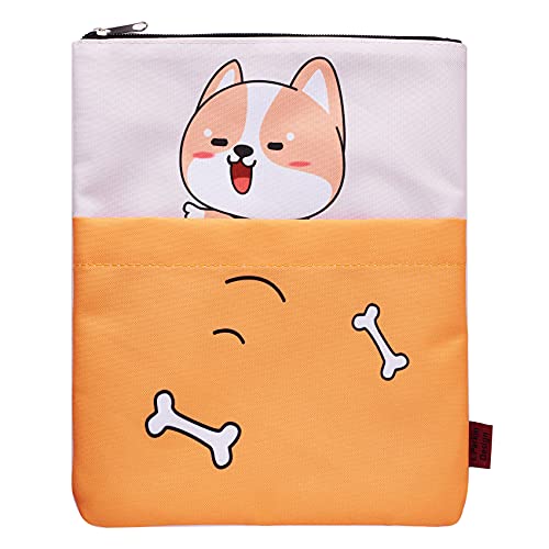 LParkin Cute Corgi Printed Book Sleeve with Zipper,Book Protector Case,Washable Fabric for Book Lovers,Teacher,Student,Who Loves Corgi Stuff(Medium 11 Inch X 8.7 Inch Book Lover Gifts - Image 1