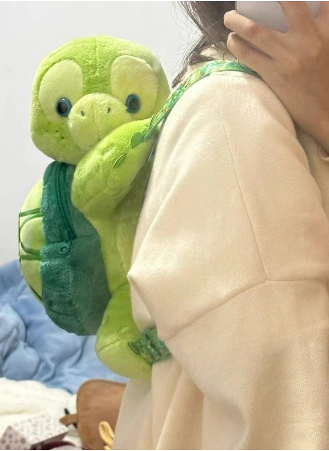 Cartoon Plush Little Turtle Backpack-Adorable plush turtle-shaped backpack from Olo Mi La, perfect as a gift for children or friends.  - Image 3
