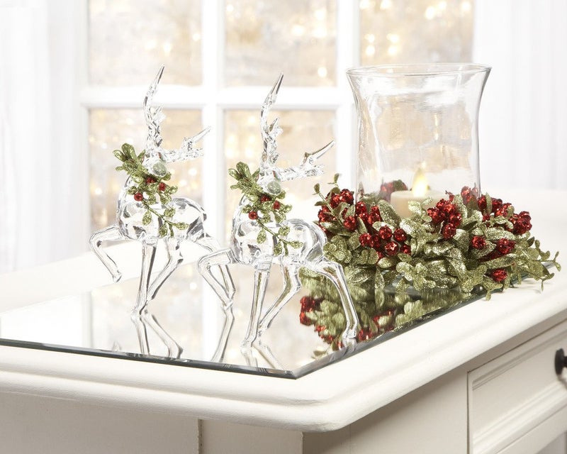 Ganz Kissing Krystals Christmas Acrylic 6in Mistletoe Reindeer Figurine KK343 - Image 1