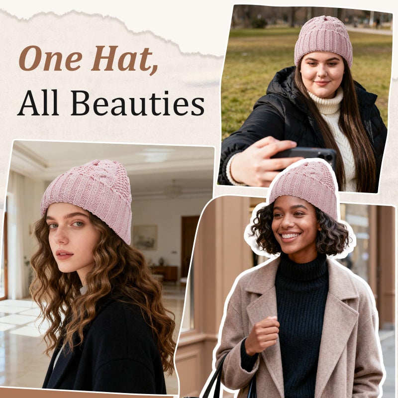 BESSTEVEN Women Winter Beanie Hat: Fleece Lined Skull Cap Warm Knit Fashion Stocking Cap for Cold Weather Snow Daily Use Commute Casual Running Hiking Pink - Image 5