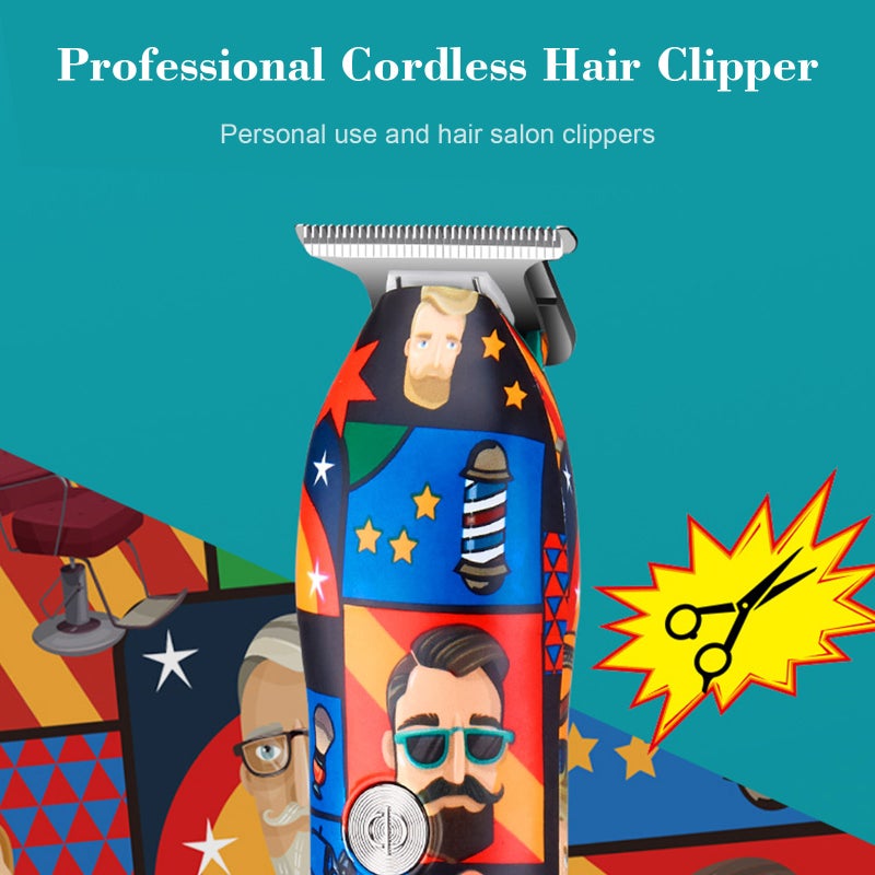 Cordless Hair Clippers Set Graffiti Oil Head Caving Clipper Hair Trimmer Haircut & Grooming Kit with Rechargeable Battery LED Display - Image 3