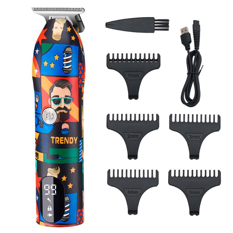 Cordless Hair Clippers Set Graffiti Oil Head Caving Clipper Hair Trimmer Haircut & Grooming Kit with Rechargeable Battery LED Display - Image 1