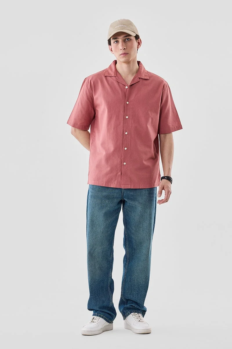 سنيتش Coral Solid Half Sleeve Boxy Shirt