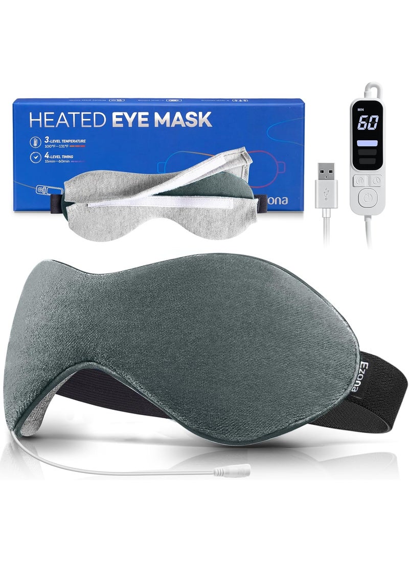 Ezona Ezona Heated Eye Mask, Warm Eye Compress Mask for Dry Eyes, USB Electric Eye Heating Pad with Temperature & Timer Control, Dry Eye Mask for Dry Eyes, Blepharitis, Sinus Migraine Gray 