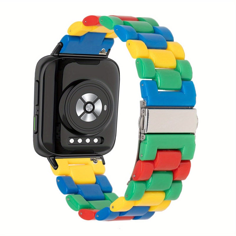 Blue Building Block Strap Compatible With Oppo Watch 41mm PC Acrylic Men Women Holiday Gift - Image 1