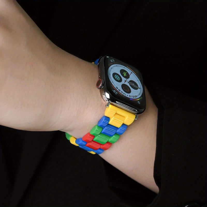 Blue Building Block Strap Compatible With Oppo Watch 41mm PC Acrylic Men Women Holiday Gift - Image 5