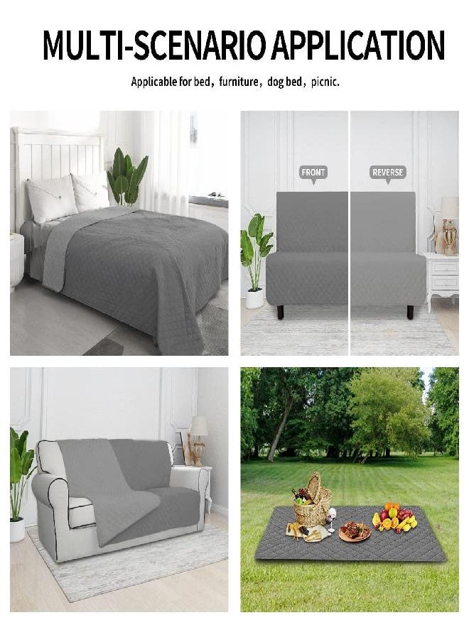 Easy-Going 100% Waterproof Dog Bed Cover Reversible Leak Proof Couch Cover Washable Sofa Cover Furniture Protector Blanket for Pets Kids Children Dog Cat (52x86 Inch, Gray/Light Gray)