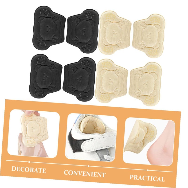 Wear Resistant Bear Design Heel Pads Anti Slip Inserts For Loose Shoes Women 4 Pairs - Image 5