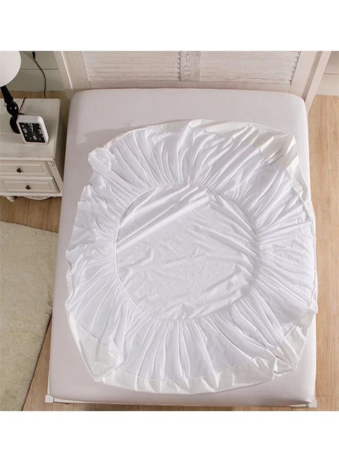 فابينني واقي مرتبة مقاوم للماء 90 × 200 سم فردي/مزدوج عالي الامتصاص من الألياف الدقيقة + غطاء حماية للسرير من البولي يوريثان الحراري للحيوانات الأليفة والأطفال والبالغين بتصميم جيب عميق مقاوم للماء بنسبة 100% باللون الأبيض - Image 2