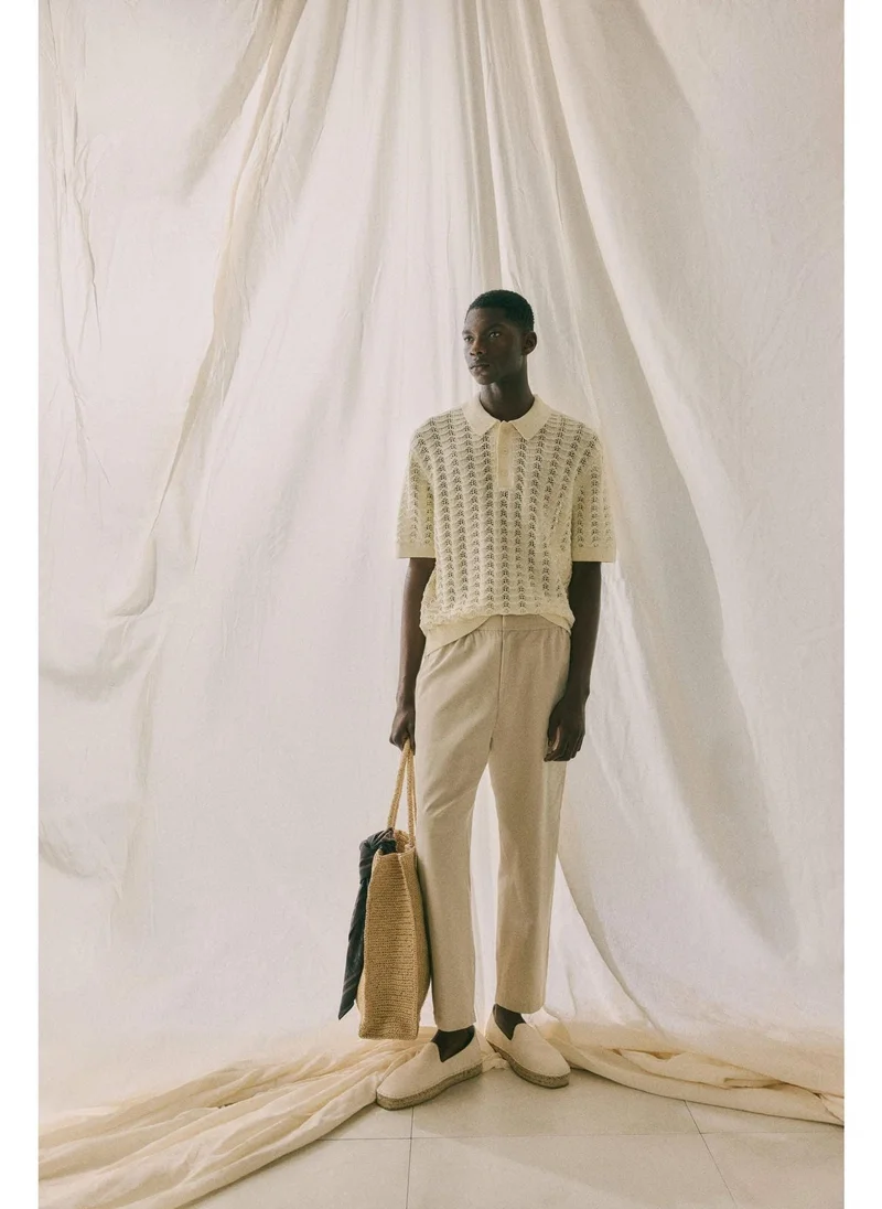 H&M Regular Fit Pointelle-knit polo shirt