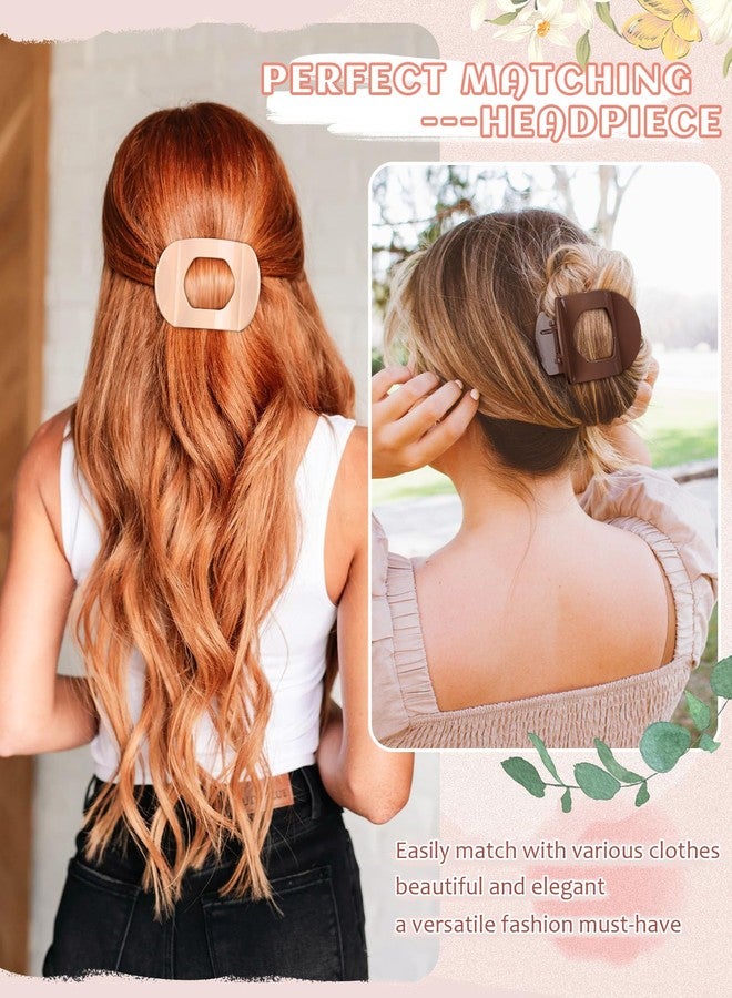 CHLINS 6 PCS Flat Hair Clips for Women Medium Non-slip Flat Claw Clip Strong Grip Hair Claw Clips Hair Barrettes for Thin Hair (Light Brown+Dark Brown+Light Brown+Dark Brown+Off-White+Chestnut) - Image 3