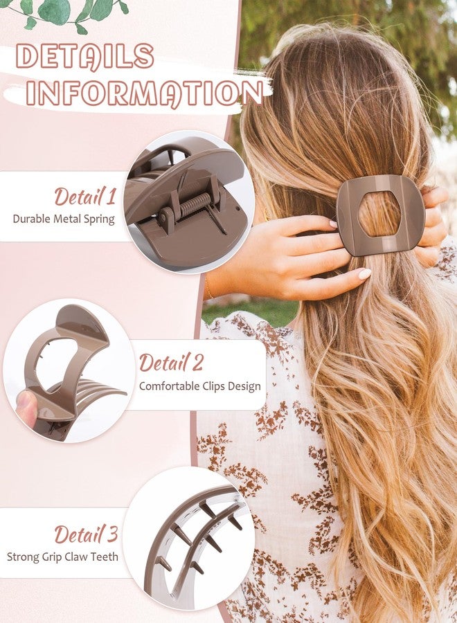 CHLINS 6 PCS Flat Hair Clips for Women Medium Non-slip Flat Claw Clip Strong Grip Hair Claw Clips Hair Barrettes for Thin Hair (Light Brown+Dark Brown+Light Brown+Dark Brown+Off-White+Chestnut) - Image 4