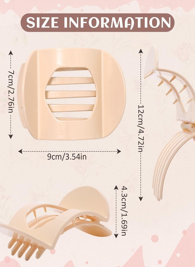 CHLINS 6 PCS Flat Hair Clips for Women Medium Non-slip Flat Claw Clip Strong Grip Hair Claw Clips Hair Barrettes for Thin Hair (Light Brown+Dark Brown+Light Brown+Dark Brown+Off-White+Chestnut) - Image 2