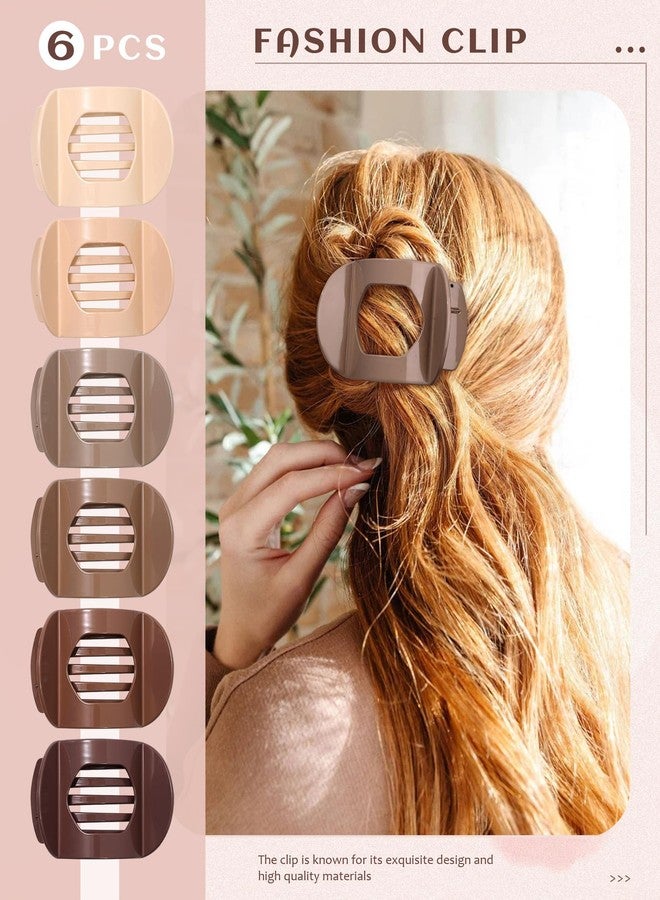 CHLINS 6 PCS Flat Hair Clips for Women Medium Non-slip Flat Claw Clip Strong Grip Hair Claw Clips Hair Barrettes for Thin Hair (Light Brown+Dark Brown+Light Brown+Dark Brown+Off-White+Chestnut) - Image 5