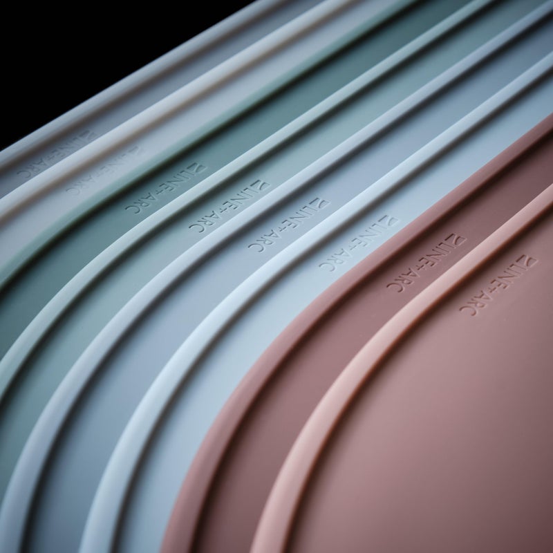 LINE+ARC Waterproof, Stain-Resistant, Heat-Safe Silicone DegrÄ“ Placemats (20.5x13, Set of 2 Smoke) 3mm-High Rim Adults Babies Easy-to-Clean Washable Oval Modern Non-Slip Large Dining Table Mats - Image 4