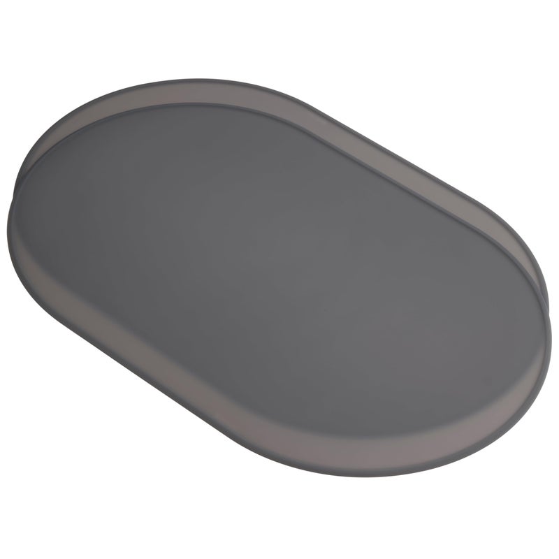 LINE+ARC Waterproof, Stain-Resistant, Heat-Safe Silicone DegrÄ“ Placemats (20.5x13, Set of 2 Smoke) 3mm-High Rim Adults Babies Easy-to-Clean Washable Oval Modern Non-Slip Large Dining Table Mats - Image 1