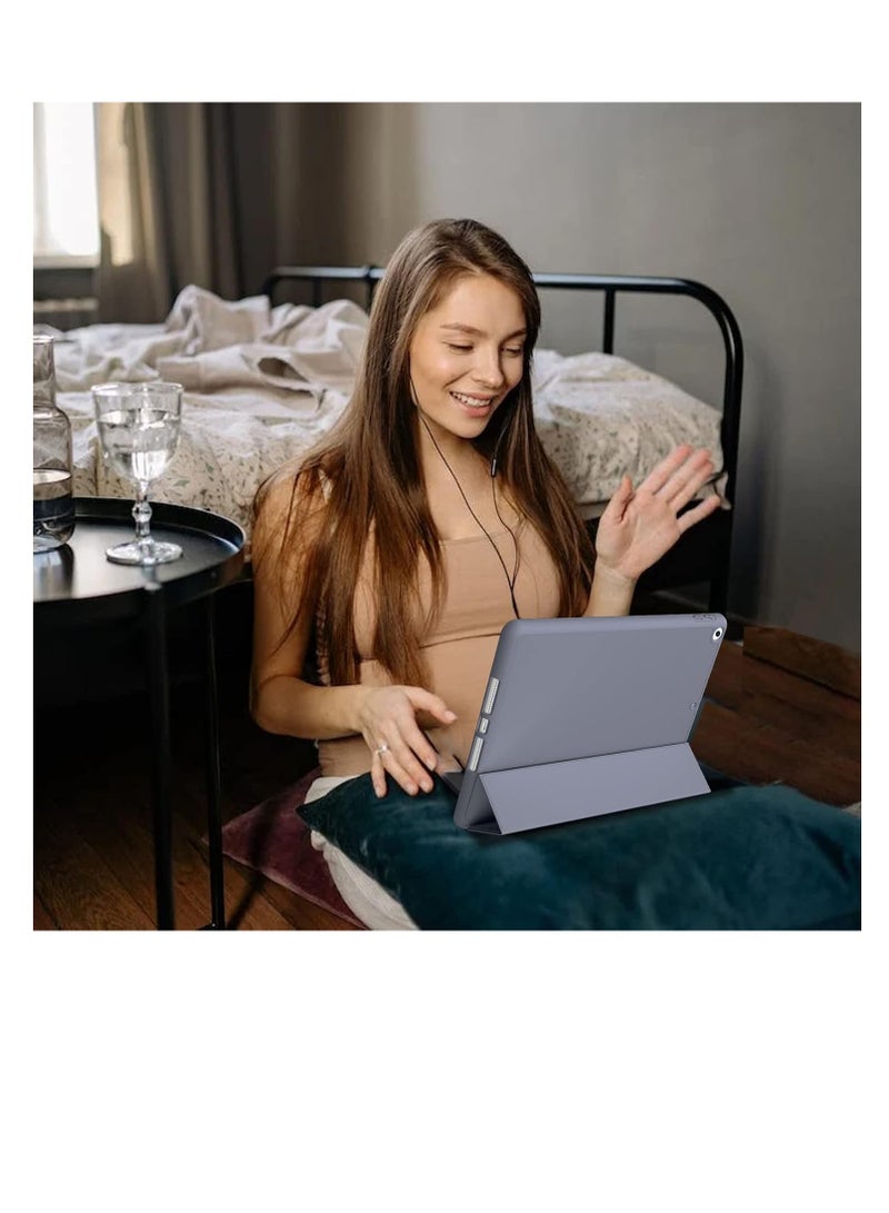 Smart iPad 9th Generation Case 2021/iPad 8th Generation Case 2020/iPad 7th Generation Case 2019 iPad 10.2 Inch Case with Left Side Pencil Holder Soft PU Back Auto Wake/Sleep (Lavnder Gray) - Image 3