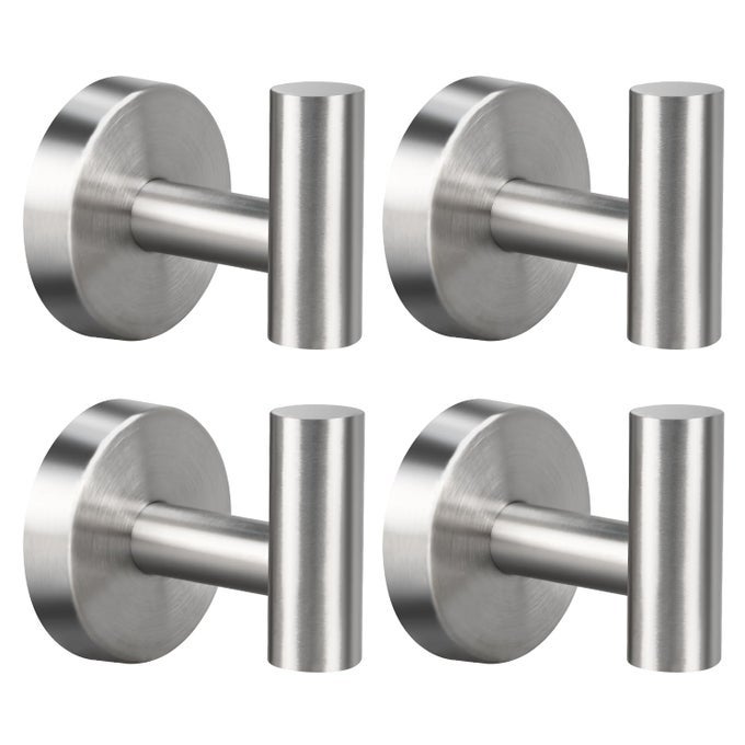 4 PACK BRUSHED NICKEL TOWEL HOOKS SUS304 STAINLESS STEEL BATHROOM HOOKS FOR BEDROOM KITCHEN HOTEL OFFICE