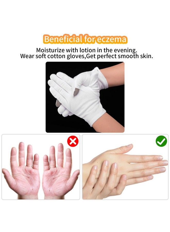 Sibba 3 Pairs Medium Touch Screen Moisturizing Gloves White Cotton Moisturizing Gloves For Overnight Bedtime Heal Eczema Sleeping Lotion Hand Spa Treatment Gloves Repair Rough Cracked Dry Chapped Hands Skin - Image 5