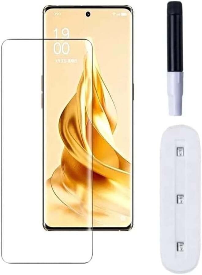 Rexez OPPO Reno 8T 5G Screen Protector,Liquid UV Tempered glass film compatible with Fingerprint Sensor HD Transparent Curved UV Screen Guard