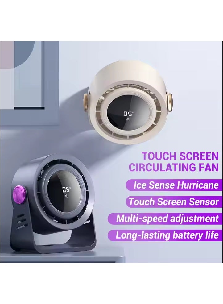 Talzeo Rechargeable USB Desk & Wall Fan with Digital Display – 2000mAh Battery, 5-Speed Adjustable Wind, Quiet Operation, Compact Air Circulator - Image 3