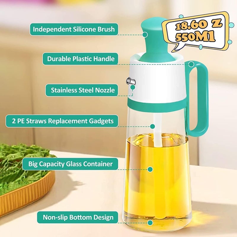 4MYL Glass Olive Oil Dispenser Bottle with Silicone Brush 2in1 Oil Vinegar Dispenser Squeeze Dropper Measuring Bottle for Kitchen Cooking Frying Baking Air Fryer Marinating More - Image 3
