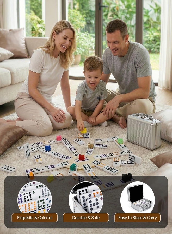 Lavendex Mexican Train Dominoes Set Double 12 - 91 Colored Dot Tiles with Durable Aluminum Carry Case, 9 Trains, Hub & Score Pad - Classic Board Game Dominos Set for Adults, Kids, Family Game Night, Travel - Image 5
