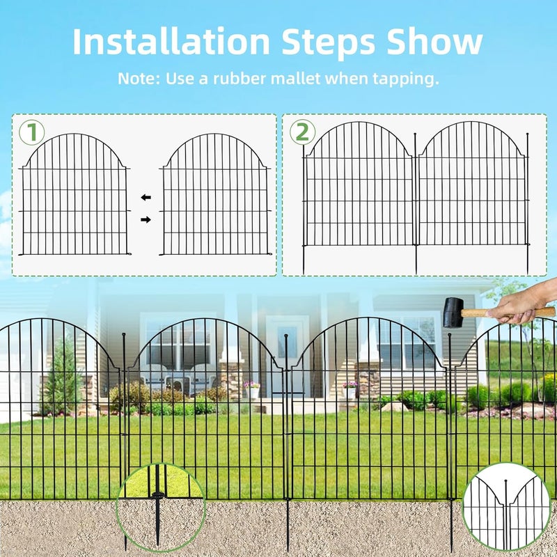Blingluck Decorative Metal Garden Fence No Dig Outdoor Dog Fence 10 Panels, 32 in - Image 5